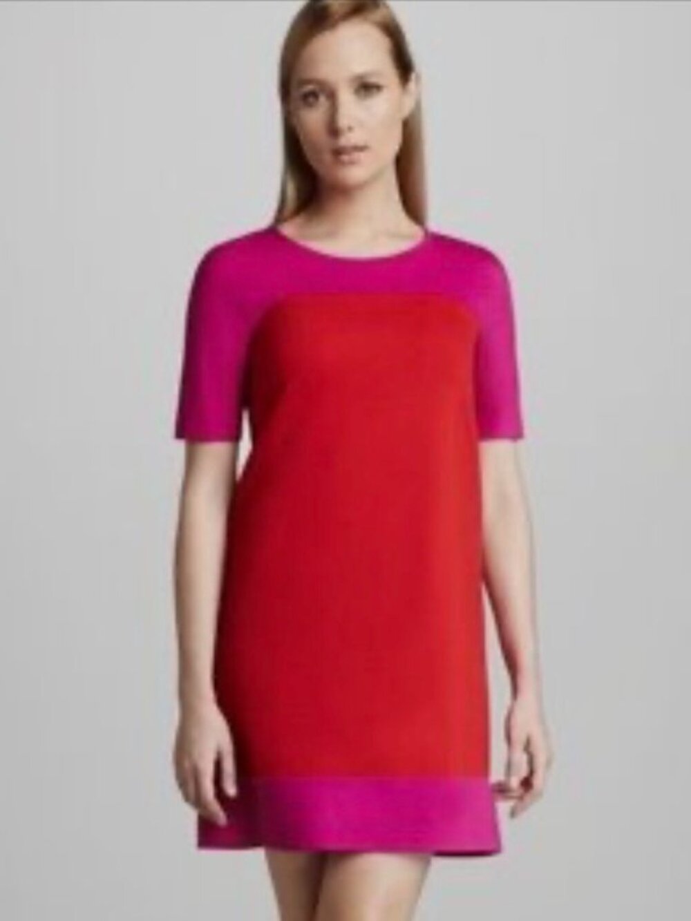 Kate Spade New York Colorblock Shift Dress Red Pink Short Sleeve Womens Size 8